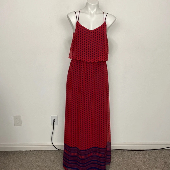 Giani Bernini Red/Blue Bohemian Criss Cross Hippie Maxi Dress Size S - Picture 1 of 10
